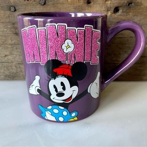 Disney•NWOT•Minnie Dual-Sided Coffee Mug•Purple w/ Pink Glitter Letters•14 fl oz